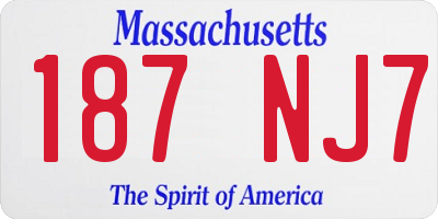 MA license plate 187NJ7
