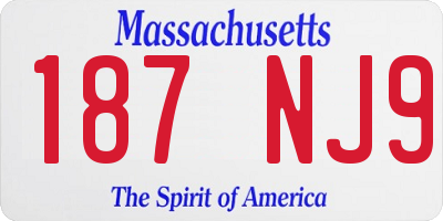 MA license plate 187NJ9