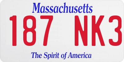 MA license plate 187NK3