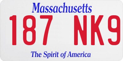 MA license plate 187NK9