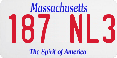 MA license plate 187NL3