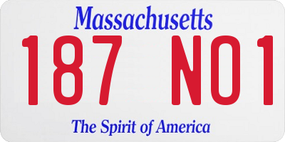 MA license plate 187NO1