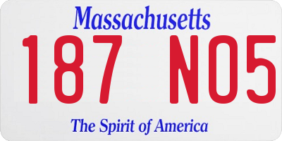 MA license plate 187NO5