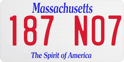MA license plate 187NO7