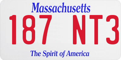 MA license plate 187NT3