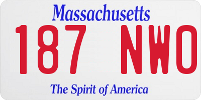 MA license plate 187NW0
