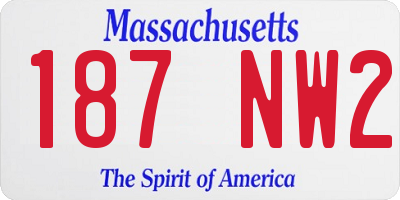 MA license plate 187NW2
