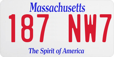 MA license plate 187NW7