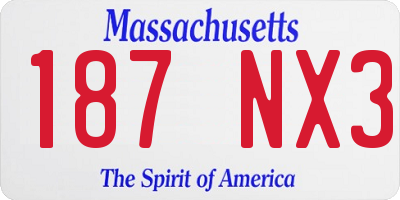 MA license plate 187NX3