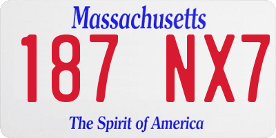 MA license plate 187NX7