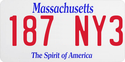 MA license plate 187NY3