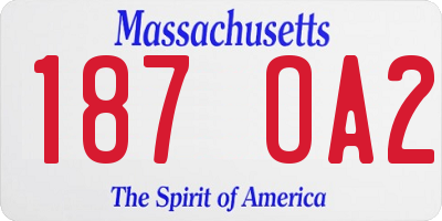 MA license plate 187OA2