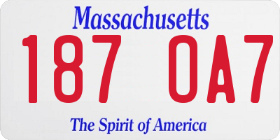 MA license plate 187OA7