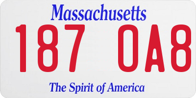 MA license plate 187OA8