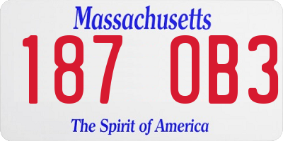 MA license plate 187OB3