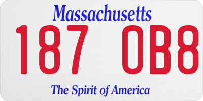 MA license plate 187OB8