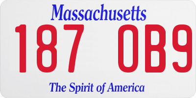 MA license plate 187OB9