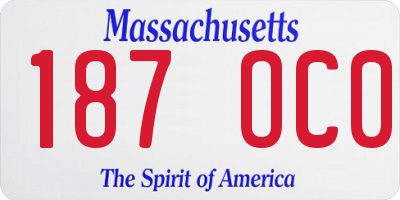 MA license plate 187OC0