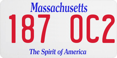 MA license plate 187OC2