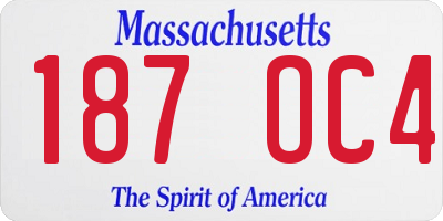 MA license plate 187OC4