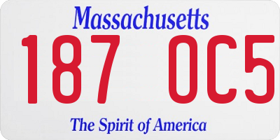 MA license plate 187OC5