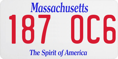 MA license plate 187OC6