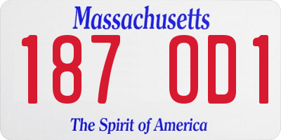 MA license plate 187OD1