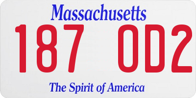 MA license plate 187OD2