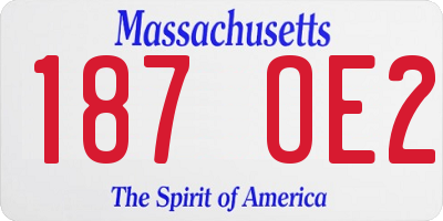 MA license plate 187OE2