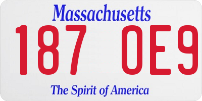 MA license plate 187OE9