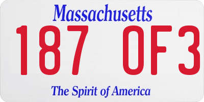 MA license plate 187OF3