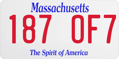 MA license plate 187OF7