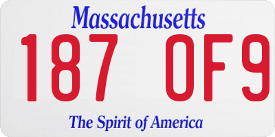 MA license plate 187OF9