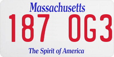 MA license plate 187OG3