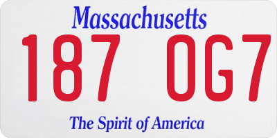 MA license plate 187OG7