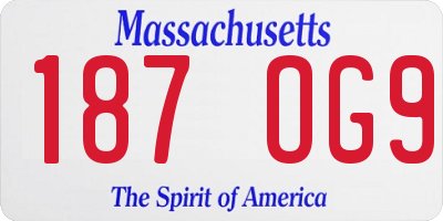 MA license plate 187OG9