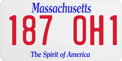 MA license plate 187OH1