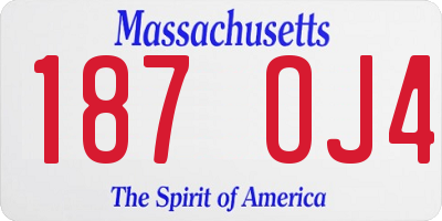 MA license plate 187OJ4