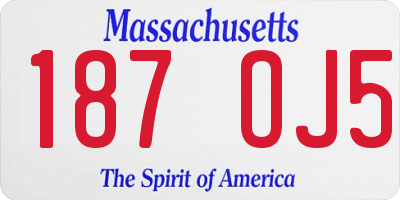 MA license plate 187OJ5