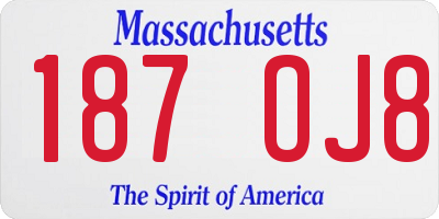 MA license plate 187OJ8