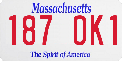 MA license plate 187OK1