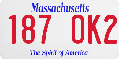 MA license plate 187OK2