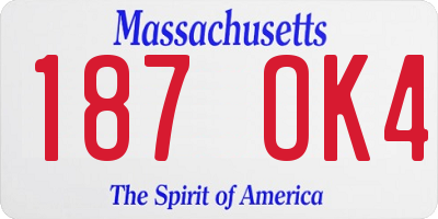 MA license plate 187OK4