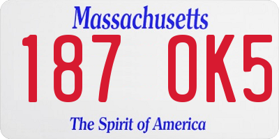 MA license plate 187OK5