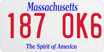 MA license plate 187OK6
