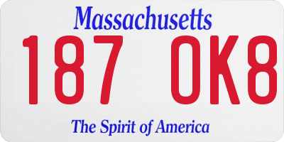 MA license plate 187OK8