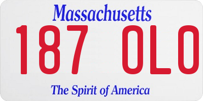 MA license plate 187OL0