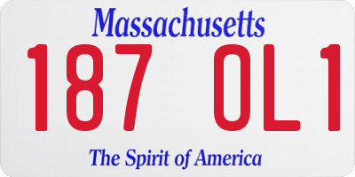 MA license plate 187OL1