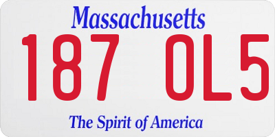 MA license plate 187OL5
