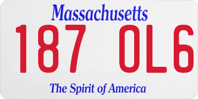 MA license plate 187OL6